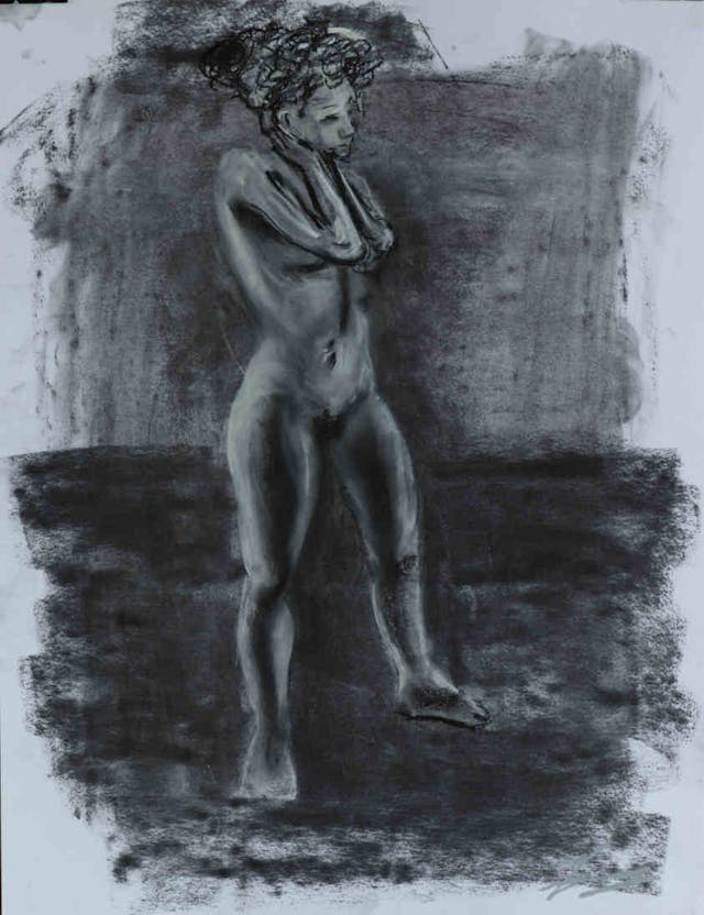 painting Female Model Dark-light Standing Pose 2023